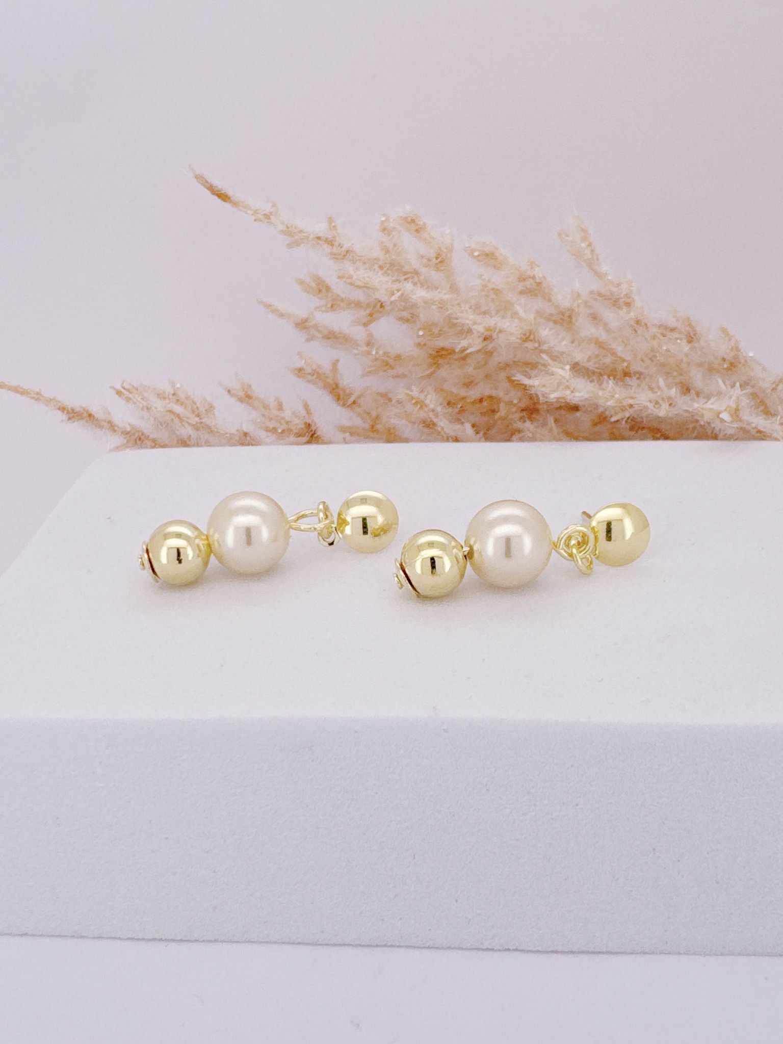 0053- PEARL AND SMALL BALL EARRINGS