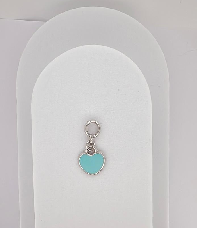 BLUE HEART CHARM - WHITE GOLD