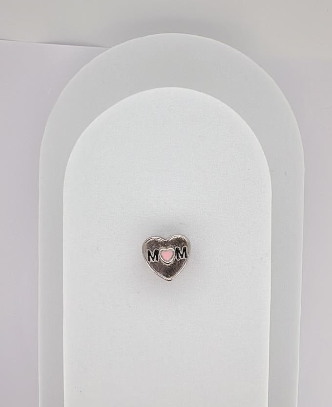 MUM HEART CHARM - WHITE GOLD