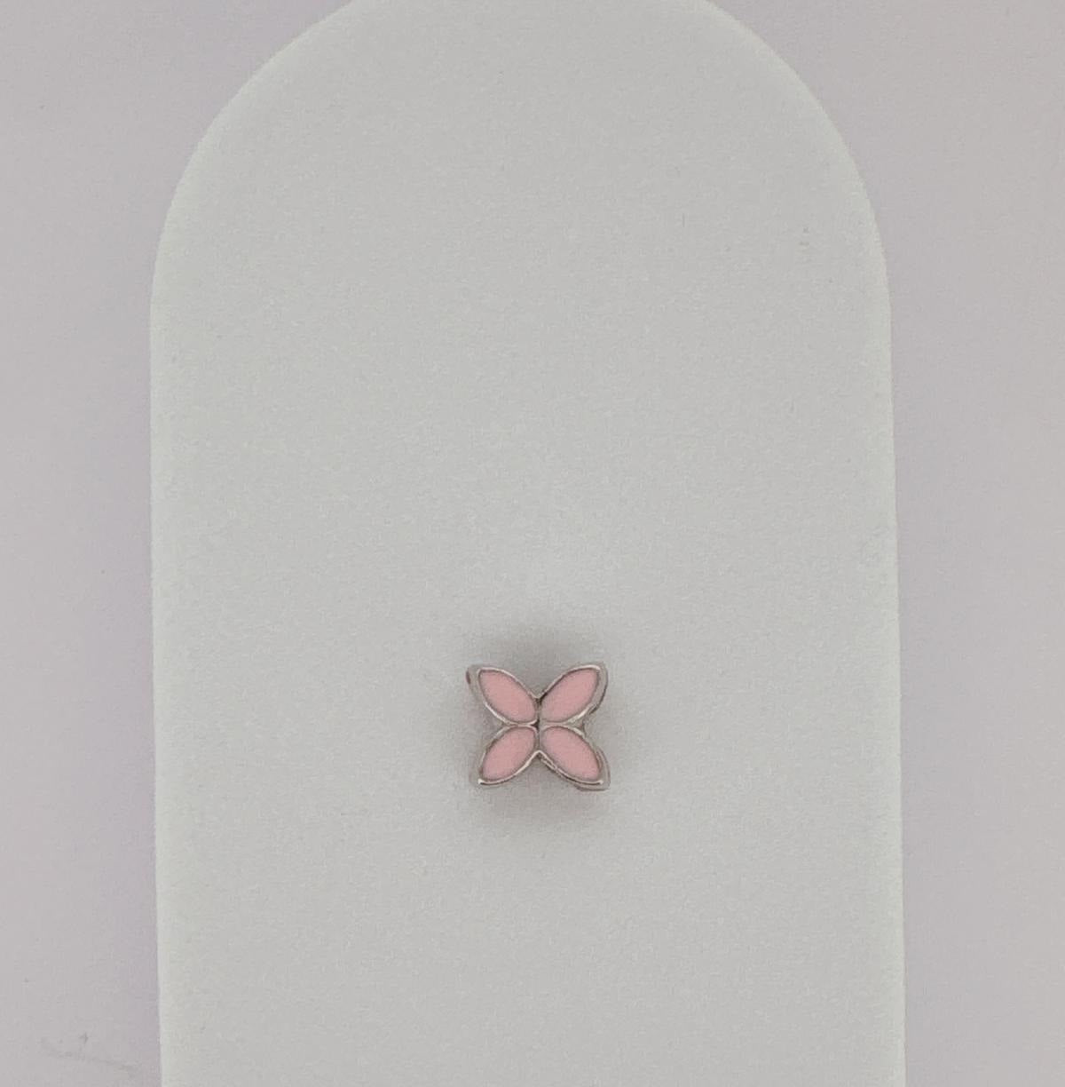 PINK FLOWER CHARM - WHITE GOLD
